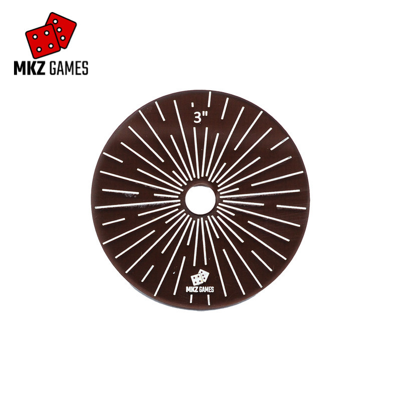 Plantilla de área de acrílico humo y pintura blanca de 3 pulgadas de diámetro