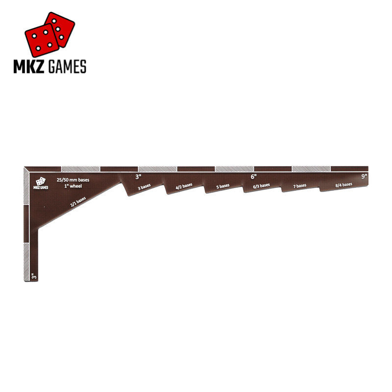 Plantilla de pivotaje en acrílico humo y pintura blanca para formaciones en peanas de 25 y 50mm