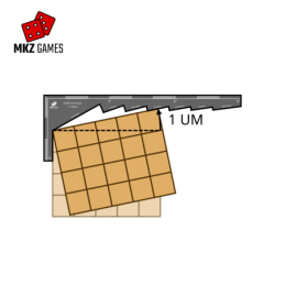 Plantilla de pivotaje en acrílico humo y pintura blanca para formaciones en peanas de 25 y 50mm - esquema