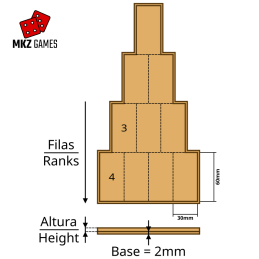 Bandejas de movimiento de MDF para peanas rectangulares de 30x60mm en cuña para Warhammer: The Old World - esquema