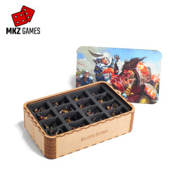 Estuche Blood Bowl para espumas Feldherr lleno de miniaturas y portada