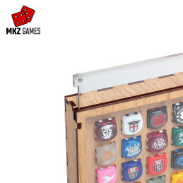 Expositor para dados de 16mm en detalle