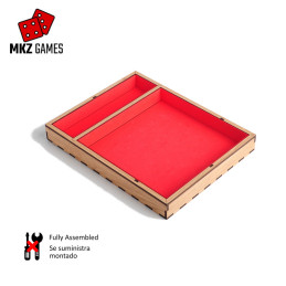 Bandeja tiradados en acabado de roble y espuma roja