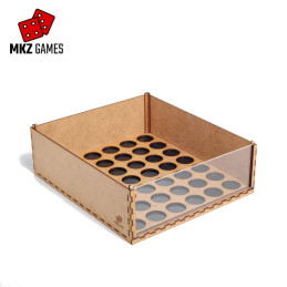 Caja apilable con frontal de metacrilato e inserto
