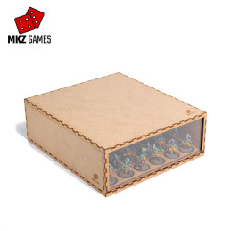 Caja apilable con frontal de metacrilato y cubierta