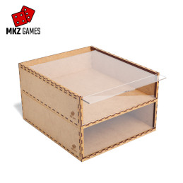 Cajas de almacenaje con puerta y frontales de metacrilato apiladas entre sí