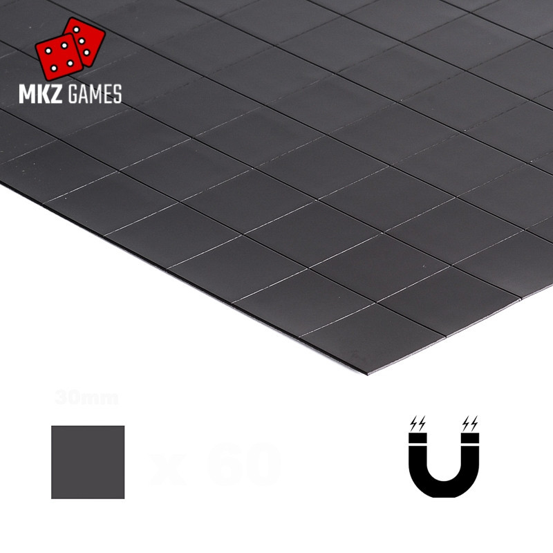 Lamina magnética adhesiva de 0.9mm precortada en cuadrados