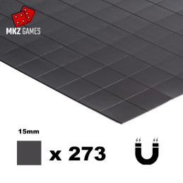 Lamina magnética adhesiva de 0.9mm precortada en cuadrados de 15x15mm