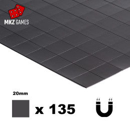 Lamina magnética adhesiva de 0.9mm precortada en cuadrados de 20x20mm