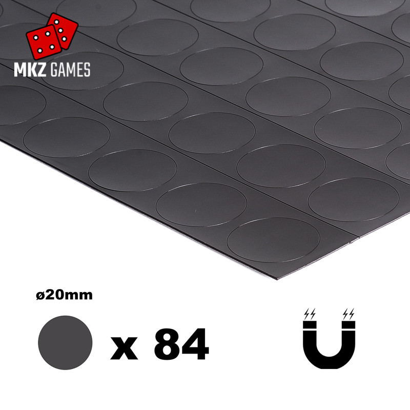 Lamina magnética adhesiva de 0.9mm precortada en redondos de ø20mm