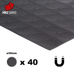 Lamina magnética adhesiva de 0.9mm precortada en redondos de ø30mm