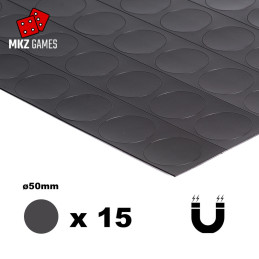 Lamina magnética adhesiva de 0.9mm precortada en redondos de ø50mm