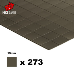 Lamina metálica adhesiva de 0.75mm precortada en cuadrados de 15x15mm