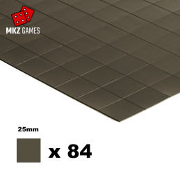 Lamina metálica adhesiva de 0.75mm precortada en cuadrados de 25x25mm