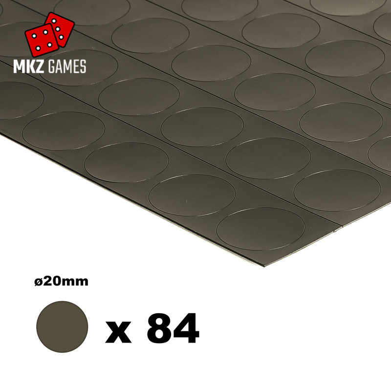 Lamina metálica adhesiva de 0.75mm precortada en redondos de ø20mm