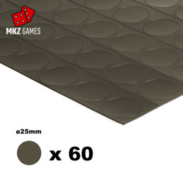 Lamina metálica adhesiva de 0.75mm precortada en redondos de ø25mm