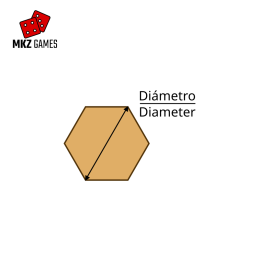 Peanas hexagonales de MDF por diámetro - esquema