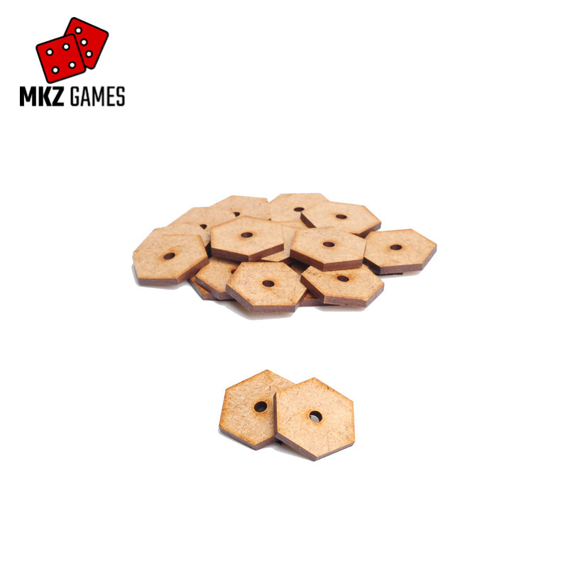 Peanas hexagonales de MDF por altura con hueco para imanes de neodimio
