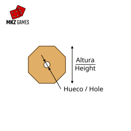 Peanas octogonales de MDF por altura con hueco para imanes de neodimio - esquema