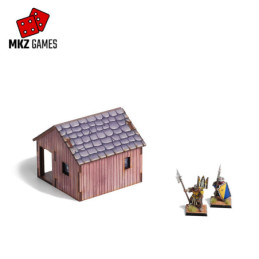 Cobertizo prepintado para wargames de fantasía medieval en 28-32mm de escala - vista posterior