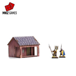 Cobertizo prepintado para wargames de fantasía medieval en 28-32mm de escala - vista detalle