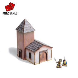 Templo prepintado para wargames de fantasía medieval en 28-32mm de escala - vista frontal