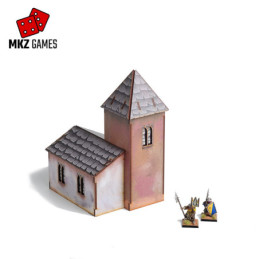 Templo prepintado para wargames de fantasía medieval en 28-32mm de escala - vista posterior