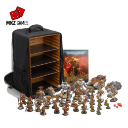 Mochila de transporte de miniaturas XL con las miniaturas desplegadas