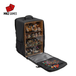 Mochila de transporte de miniaturas XL llena de miniaturas con puerta de metacrilato