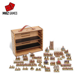Maletín de transporte y exposición S de 8cm de profundidad con las miniaturas desplegadas