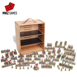 Maletín de transporte y exposición M de 14cm de profundidad con las miniaturas desplegadas